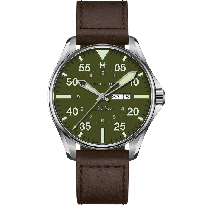 Khaki Pilot Schott NYC Automatic Watch - H64735561 | Hamilton Watch