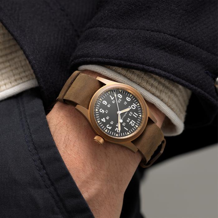 Khaki Field Mechanical Bronze - Black dial - Brown Nato strap ...