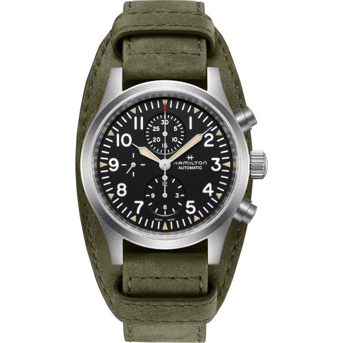 Khaki Field Auto Chrono - Black dial - Green bund strap