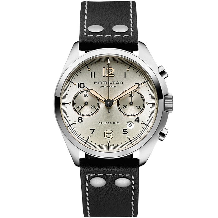 ハミルトン HAMILTON 腕時計 メンズ H76522531 カーキ アビエーション パイロット パイオニア クロノ クオーツ 43mm KHAKI AVIATION PILOT PIONEER CHRONO QUARTZ 43mm クオーツ（G10.211） ブラックxブラウン アナログ表示