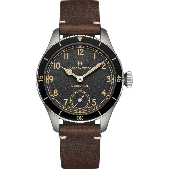 Khaki Aviation Pilot Pioneer - Black dial - Brown leather strap