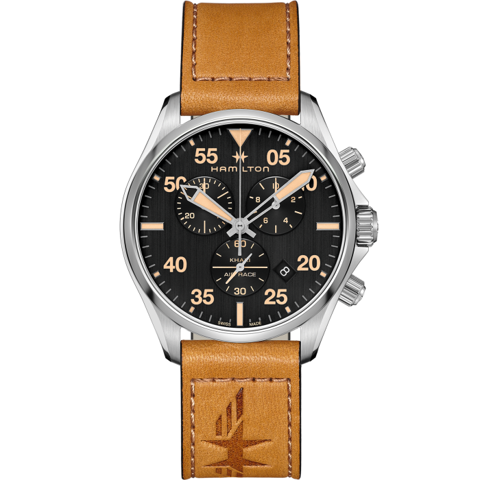 ハミルトン HAMILTON 腕時計 メンズ H76722131 カーキ アビエーション パイロット クロノ クオーツ 46mm KHAKI AVIATION PILOT CHRONO QUARTZ 46mm クオーツ ブラックxシルバー アナログ表示