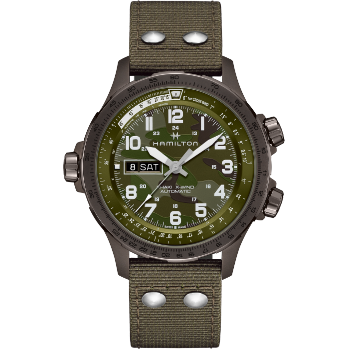 Khaki Aviation X-Wind Auto 45mm - Steel brown PVD case with green 