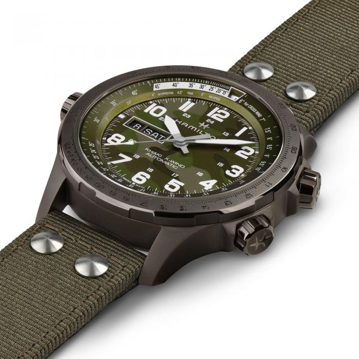 Khaki Aviation X Wind Auto 45mm Steel brown PVD case with green