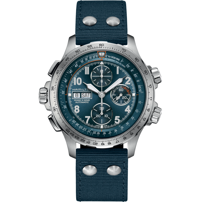 Khaki Aviation X-Wind Auto Chrono 45mm - Steel case with blue