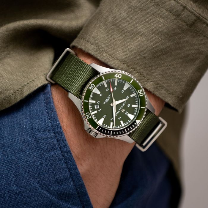 Khaki navy scuba top auto green