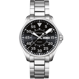 Khaki Aviation Pilot Day Date Quartz - Dial color:Black