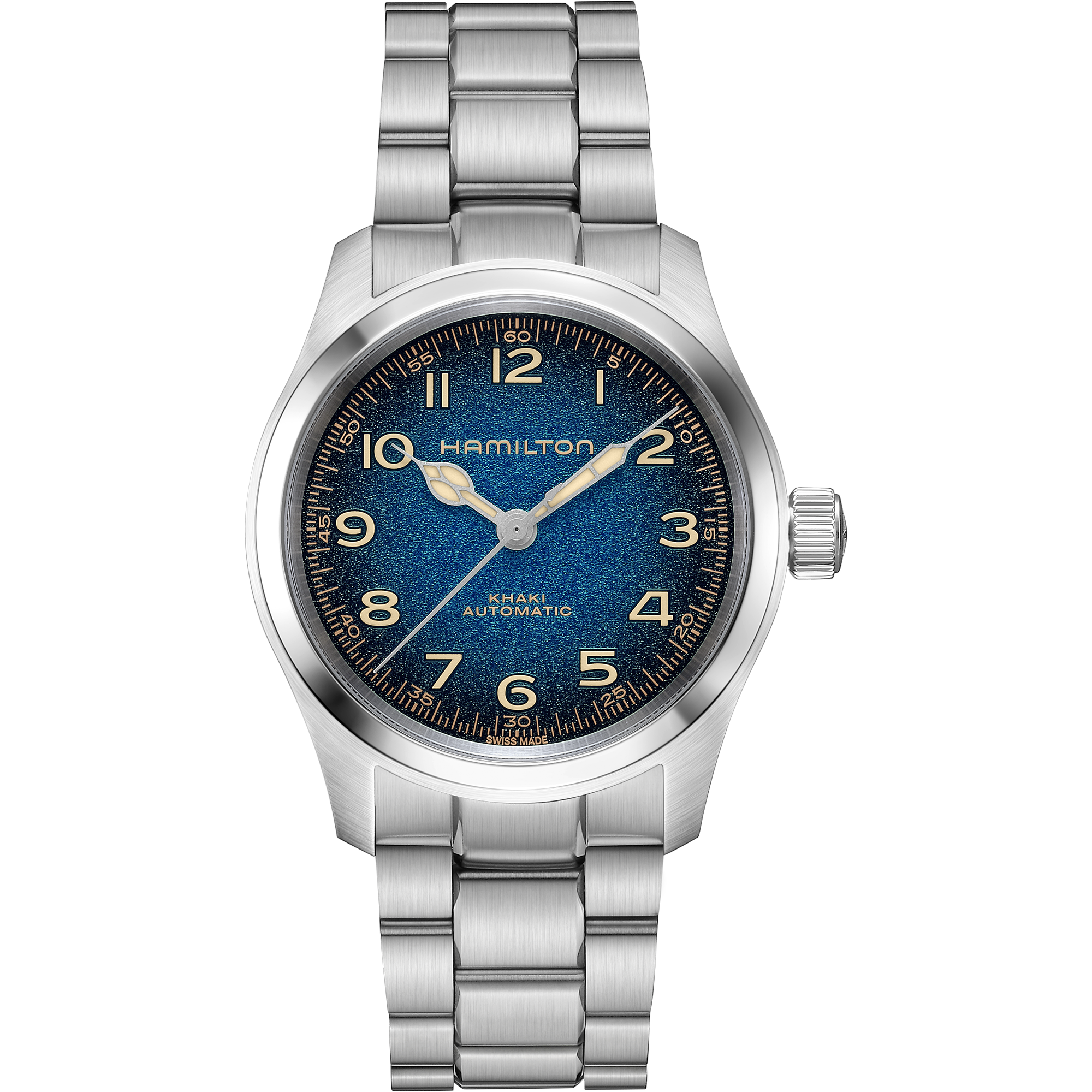 Hamilton Khaki Field Murph 38mm H70405140 blue dial watch on stainless steel bracelet