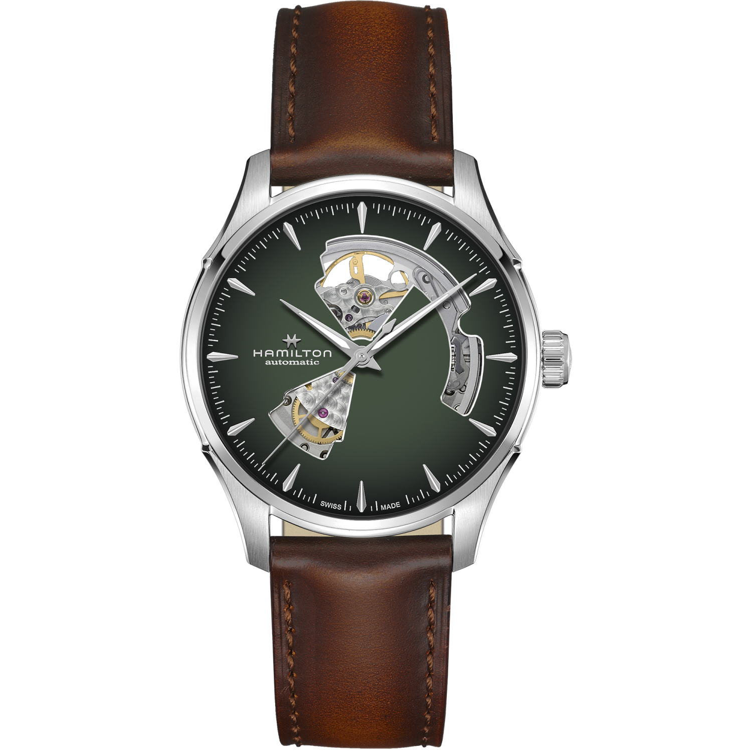 Hamilton Men's Green Jazzmaster Open Heart 40mm Watch - Image 3