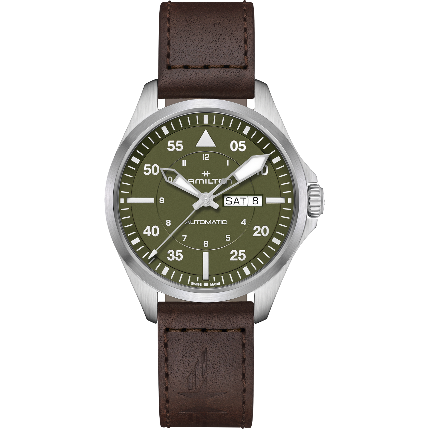 Hamilton Khaki Aviation Pilot Day Date Auto 42mm Green Dial