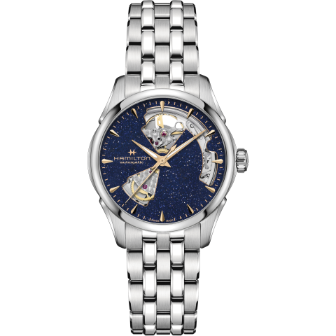 Hamilton Jazzmaster Open Heart Lady Auto In Blue