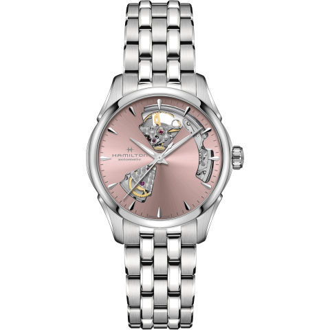 Hamilton Jazzmaster Open Heart Lady Auto In Pink