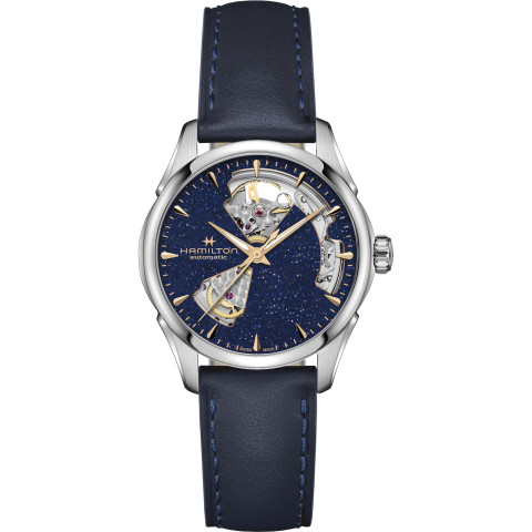 Hamilton Jazzmaster Open Heart Lady Auto In Blue