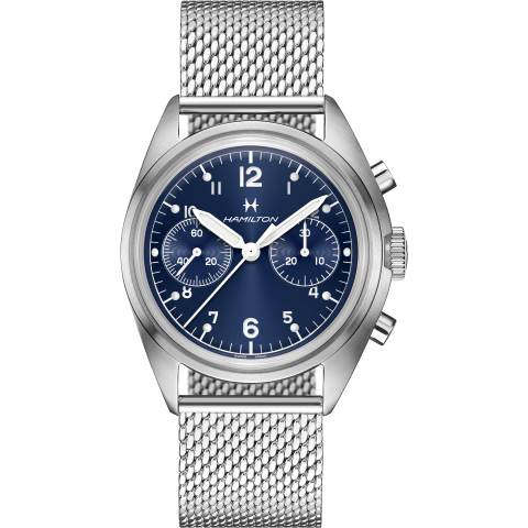 Hamilton Khaki Aviation Pilot Pioneer Mechanical Chrono In Blue