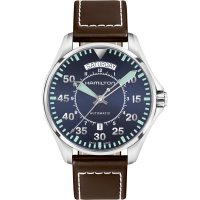 Khaki Aviation Pilot Day Date Auto KLEUR WIJZERPLAAT Blauw H64615145 Hamilton Watch