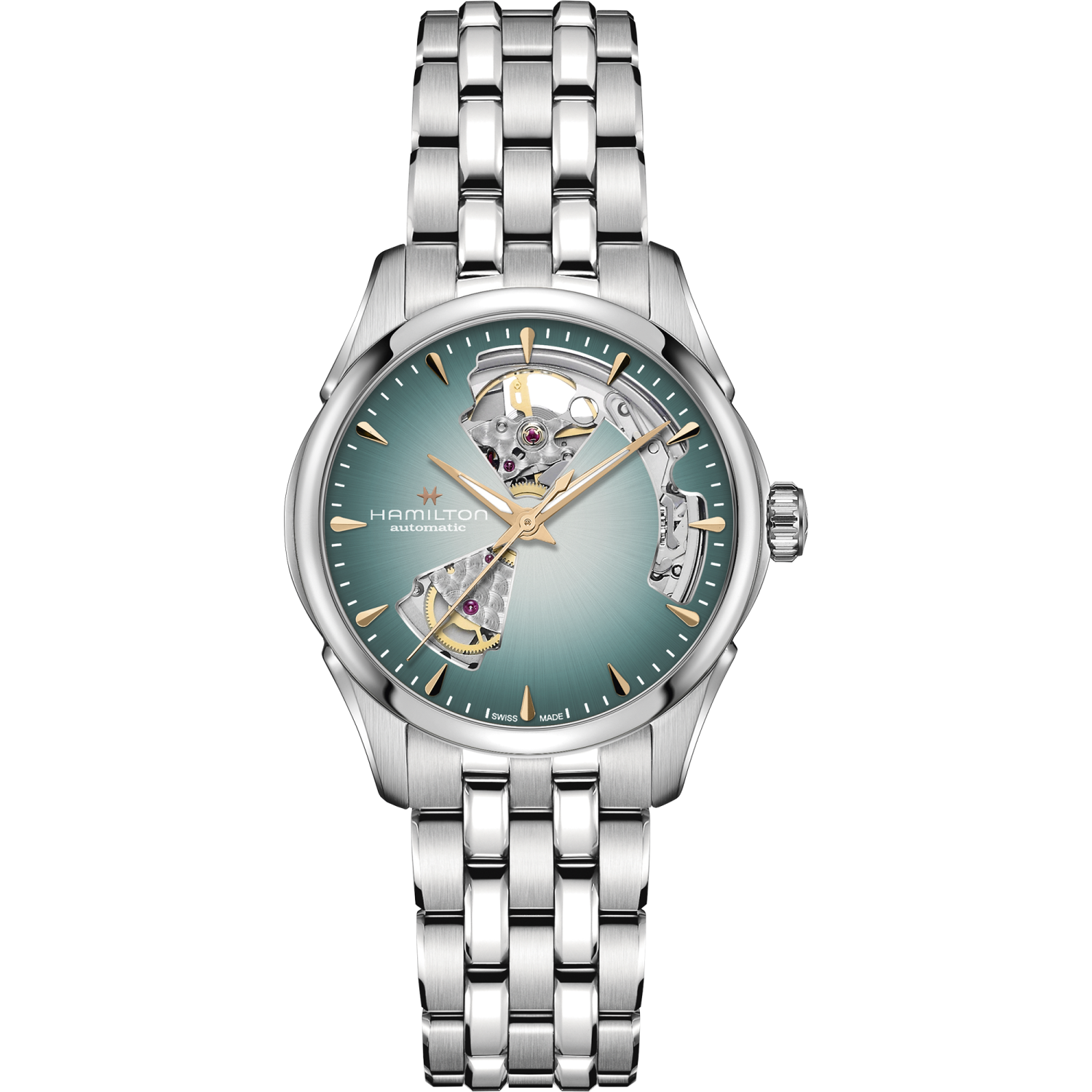 Hamilton Jazzmaster Open Heart Auto 36mm Blue Dial In Metallic