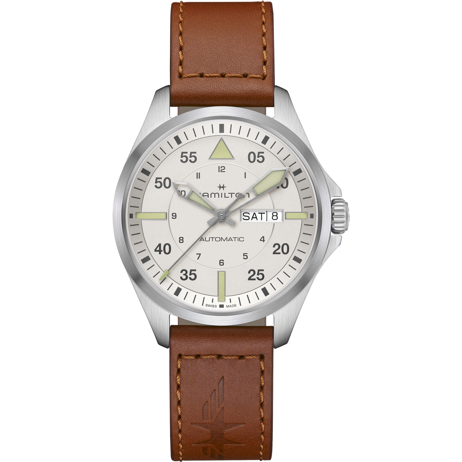 Hamilton Khaki Aviation Pilot Day Date Auto 42mm Silver Dial