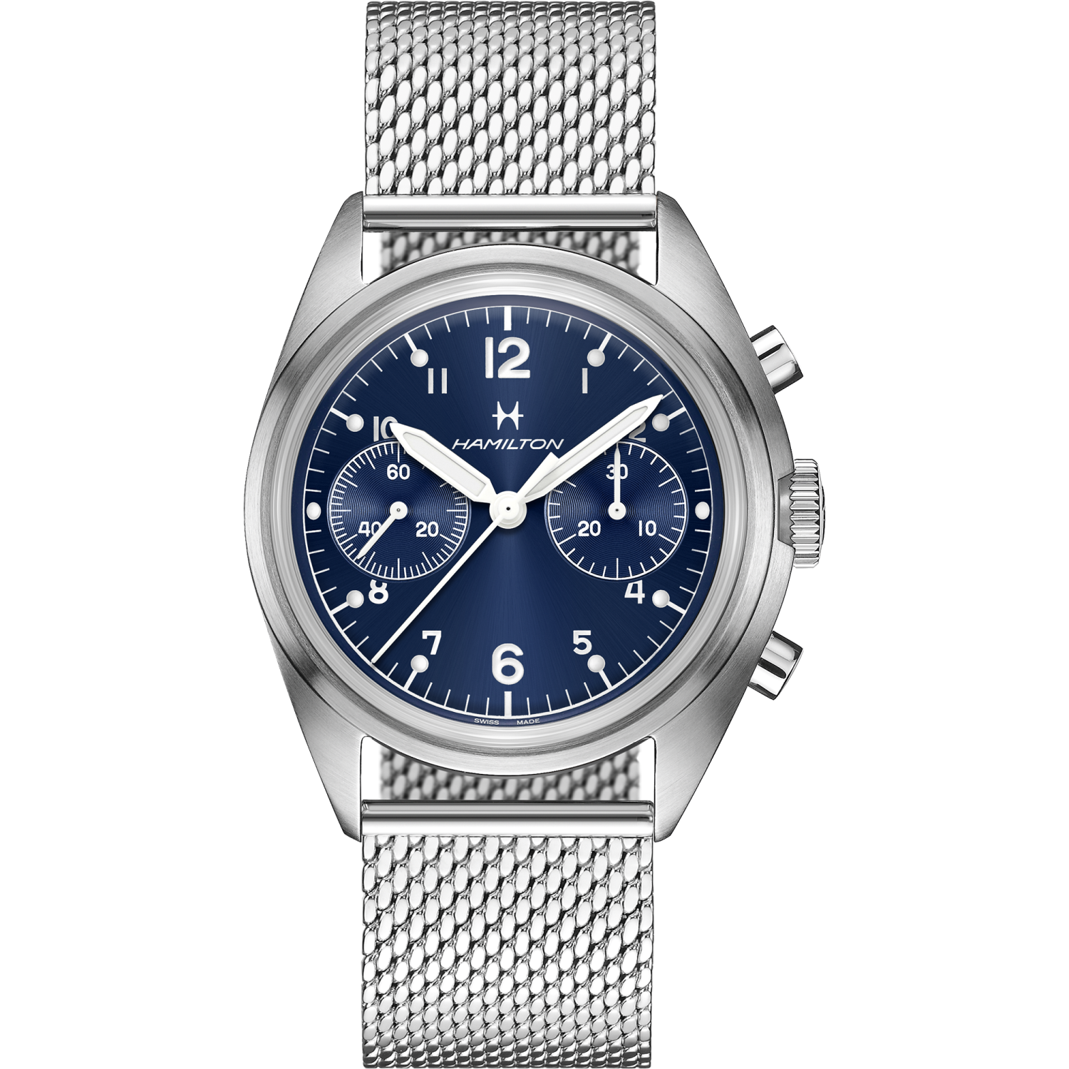 Hamilton Khaki Aviation Pilot Pioneer Mechanical Chrono 40mm Blau Dial