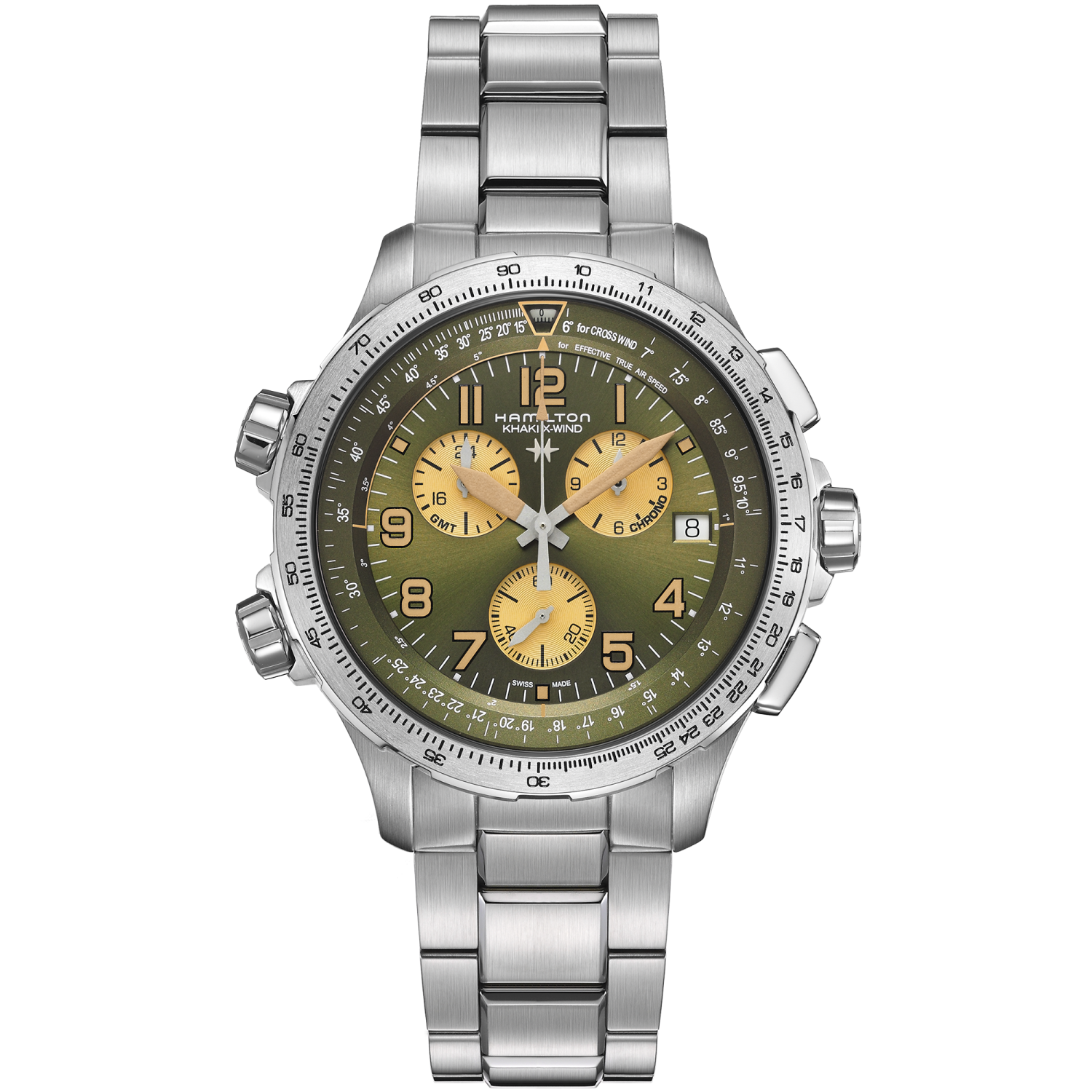 Hamilton Khaki Aviation X-Wind GMT Chrono Quartz 46mm Green Dial