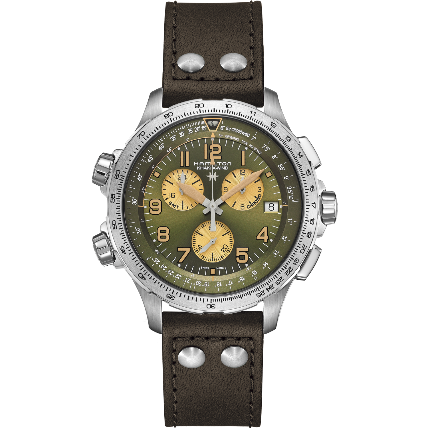 Hamilton Khaki Aviation X-Wind GMT Chrono Quartz 46mm Green Dial