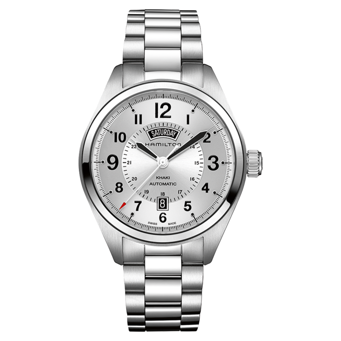 Khaki Field Day Date Auto - Dial color:Silver - H70505153