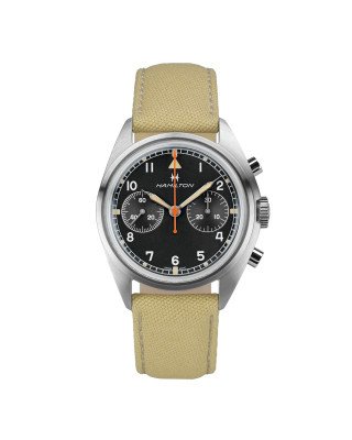 Khaki Aviation Pioneer Mechanical Chronograph - Black dial - Brown