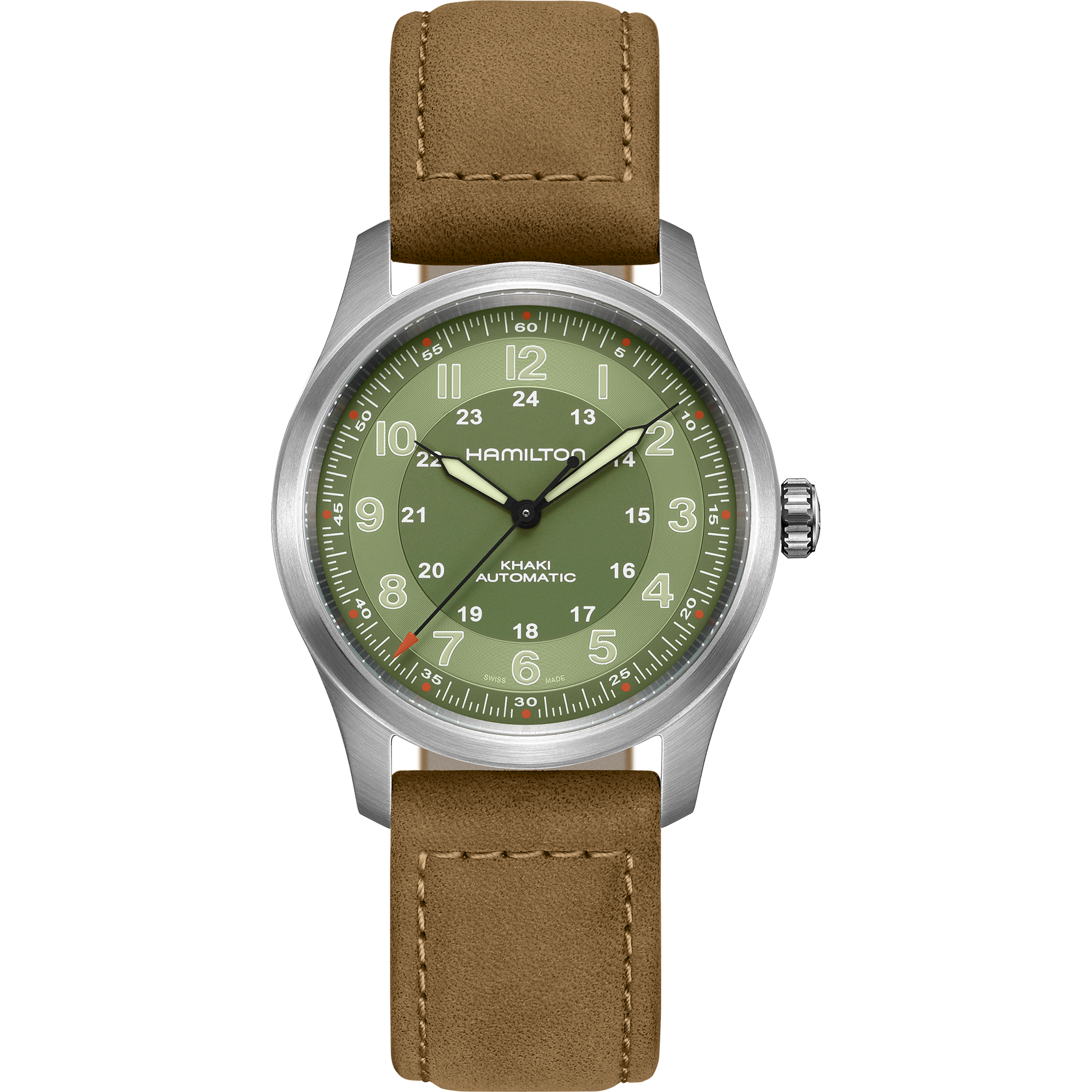 Khaki Field Titanium - Green dial - Brown strap - H70205860 