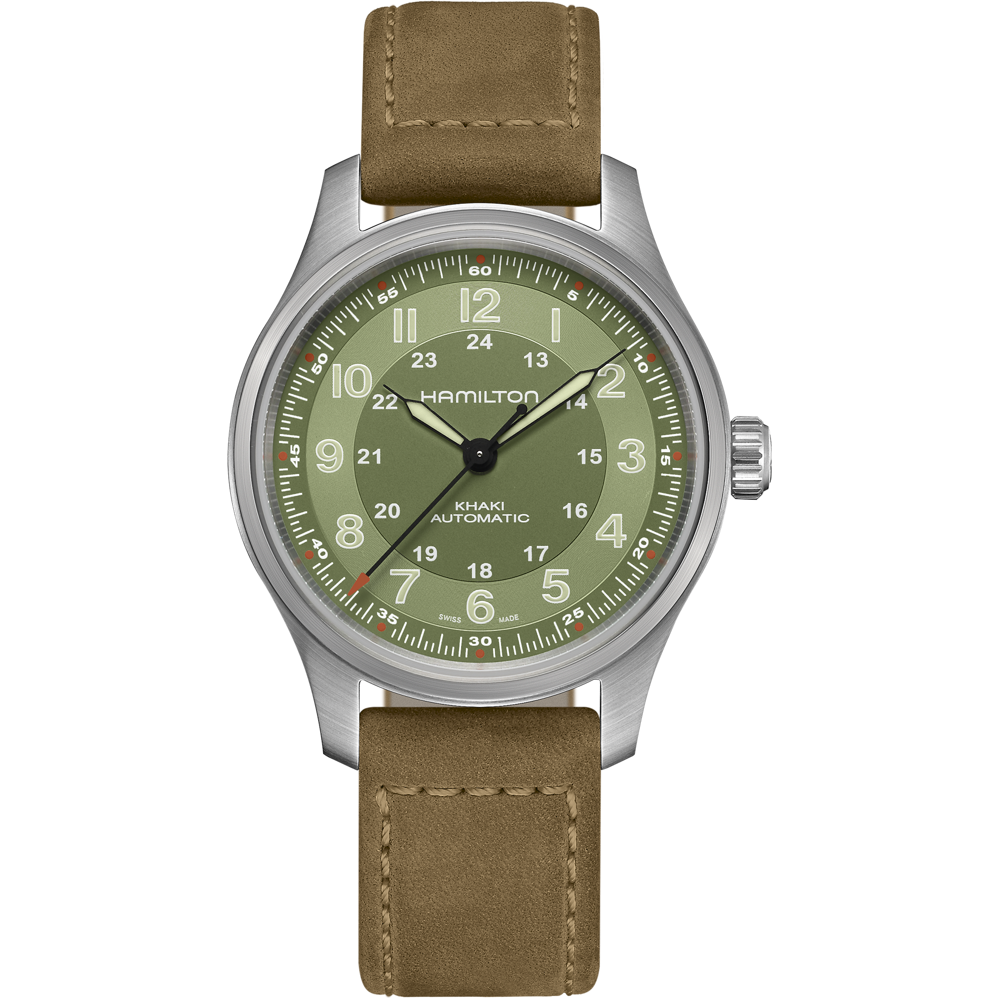 Khaki Field Titanium - Green dial - Brown strap - H70545560