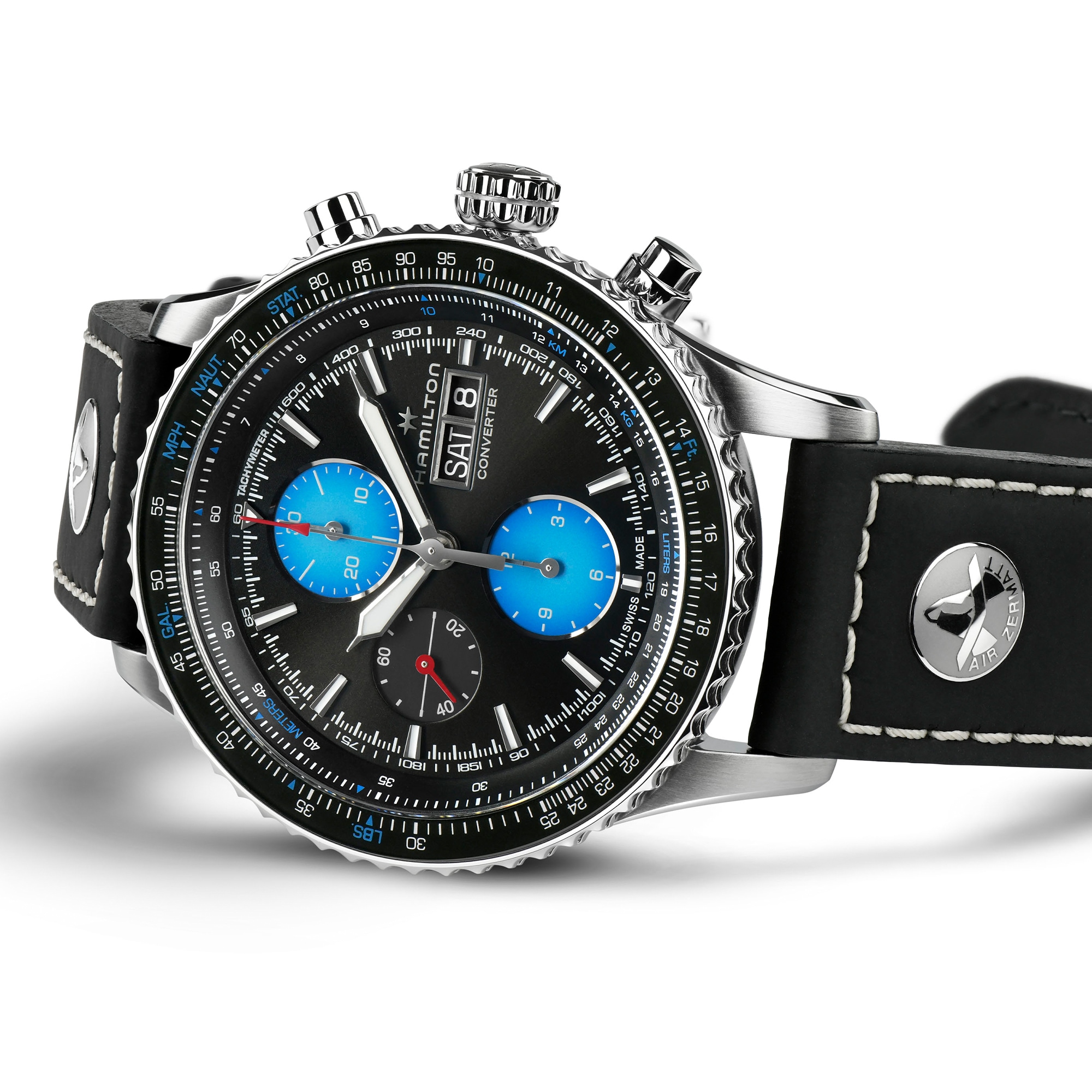 Khaki Aviation Converter Air Zermatt Black dial Black leather
