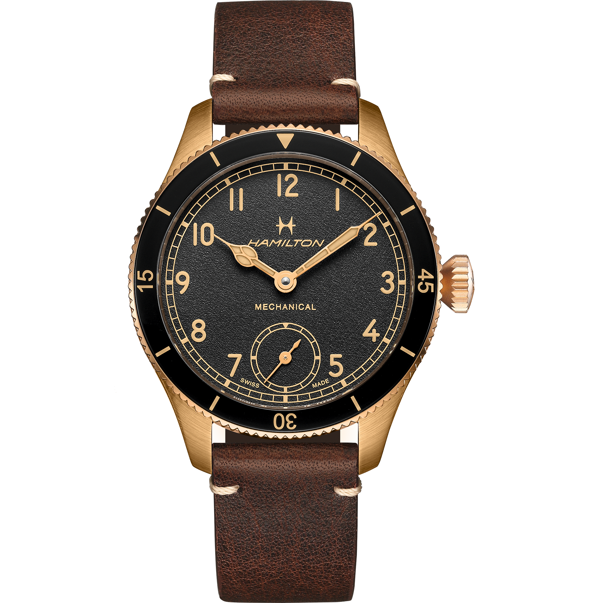 Khaki Aviation Pilot Pioneer - Black dial - Bronze case - Brown