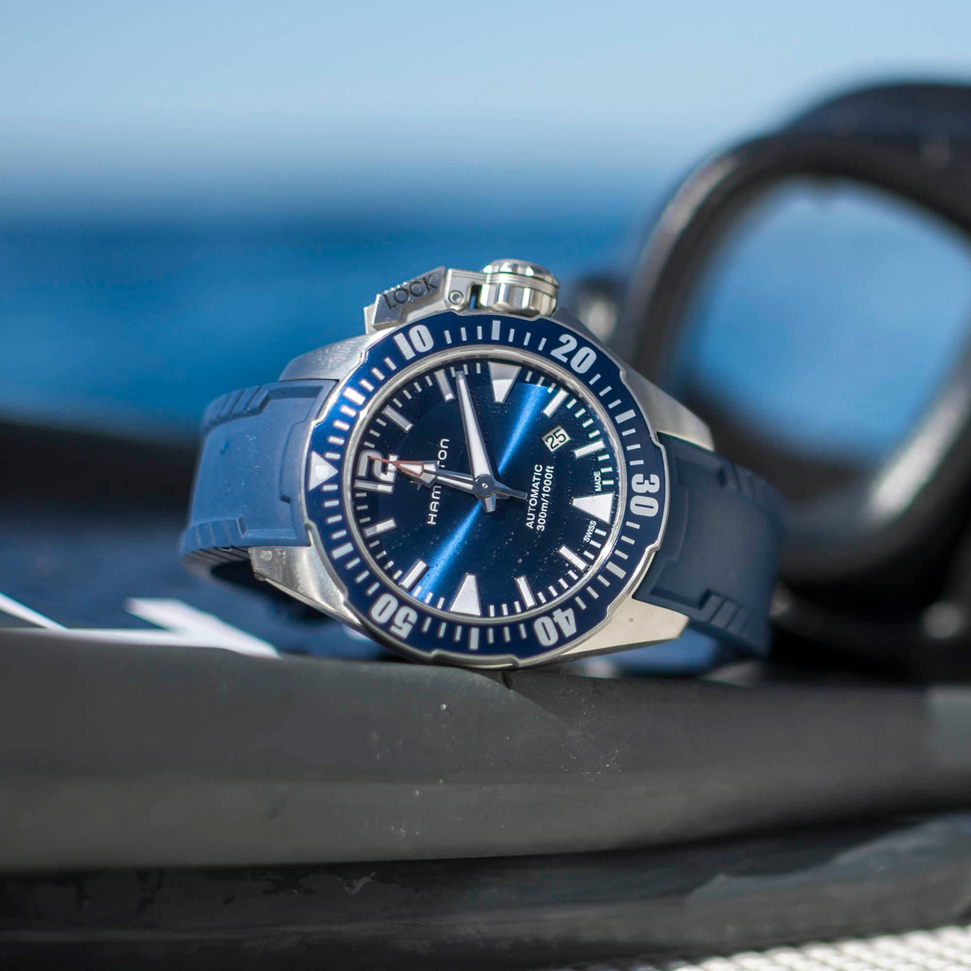 Khaki Navy Automatic Watch Frogman - Blue Dial - H77705345