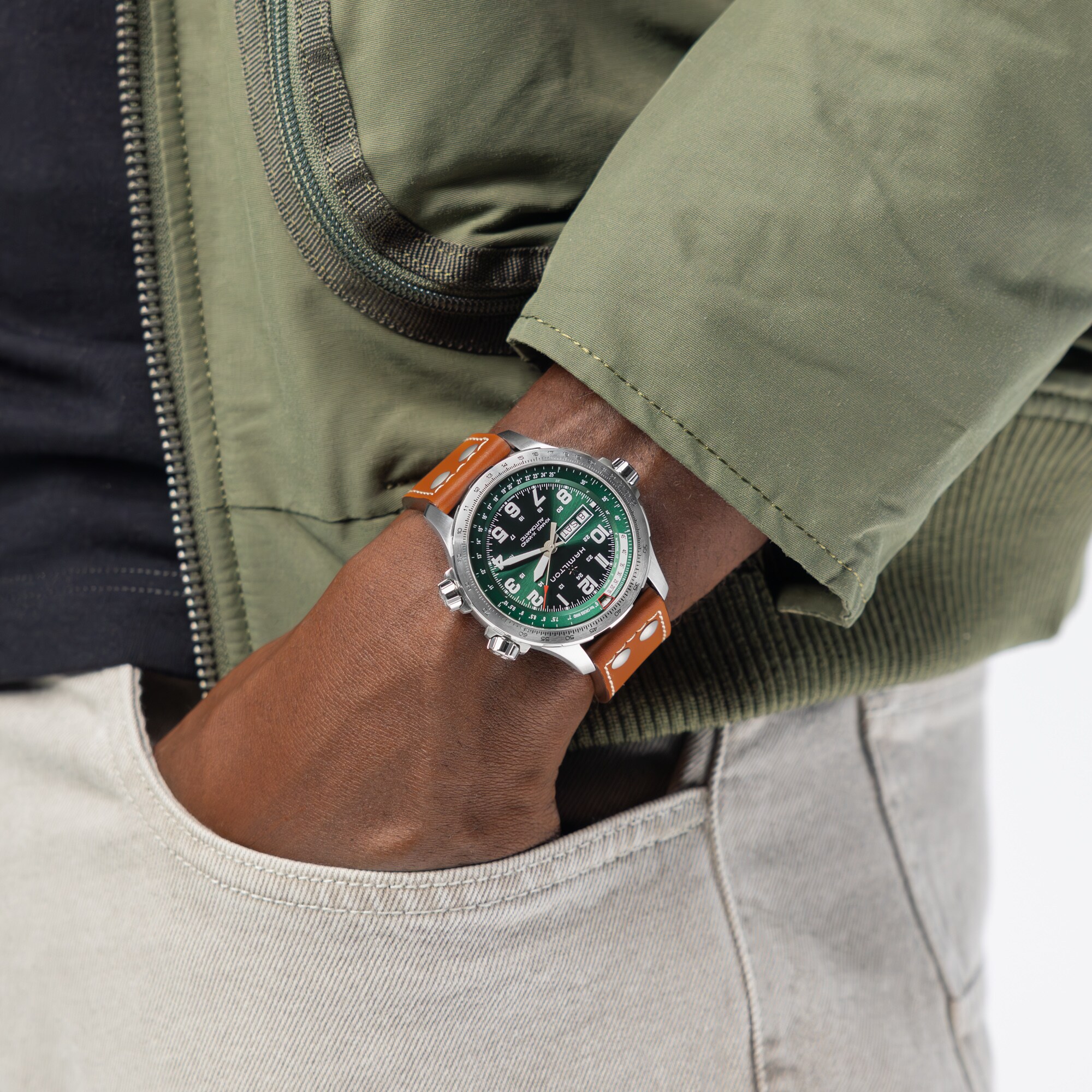 美品　HAMILTON カーキ アビエーション カーキ アビエーション X-Wind Day Date Auto - ダイヤルカラー