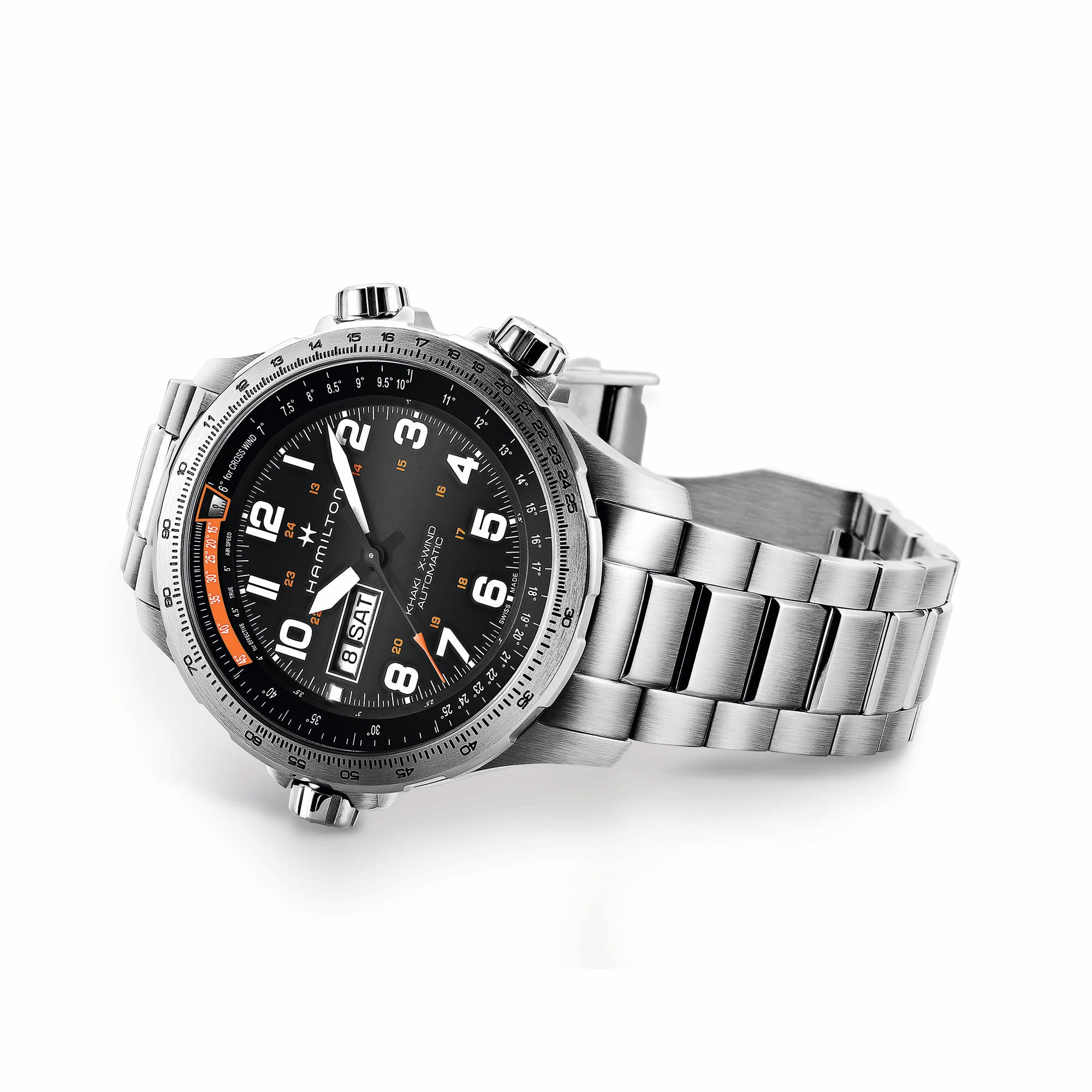 Khaki Aviation X Wind Day Date Auto Dial color Black H77755133 Hamilton Watch