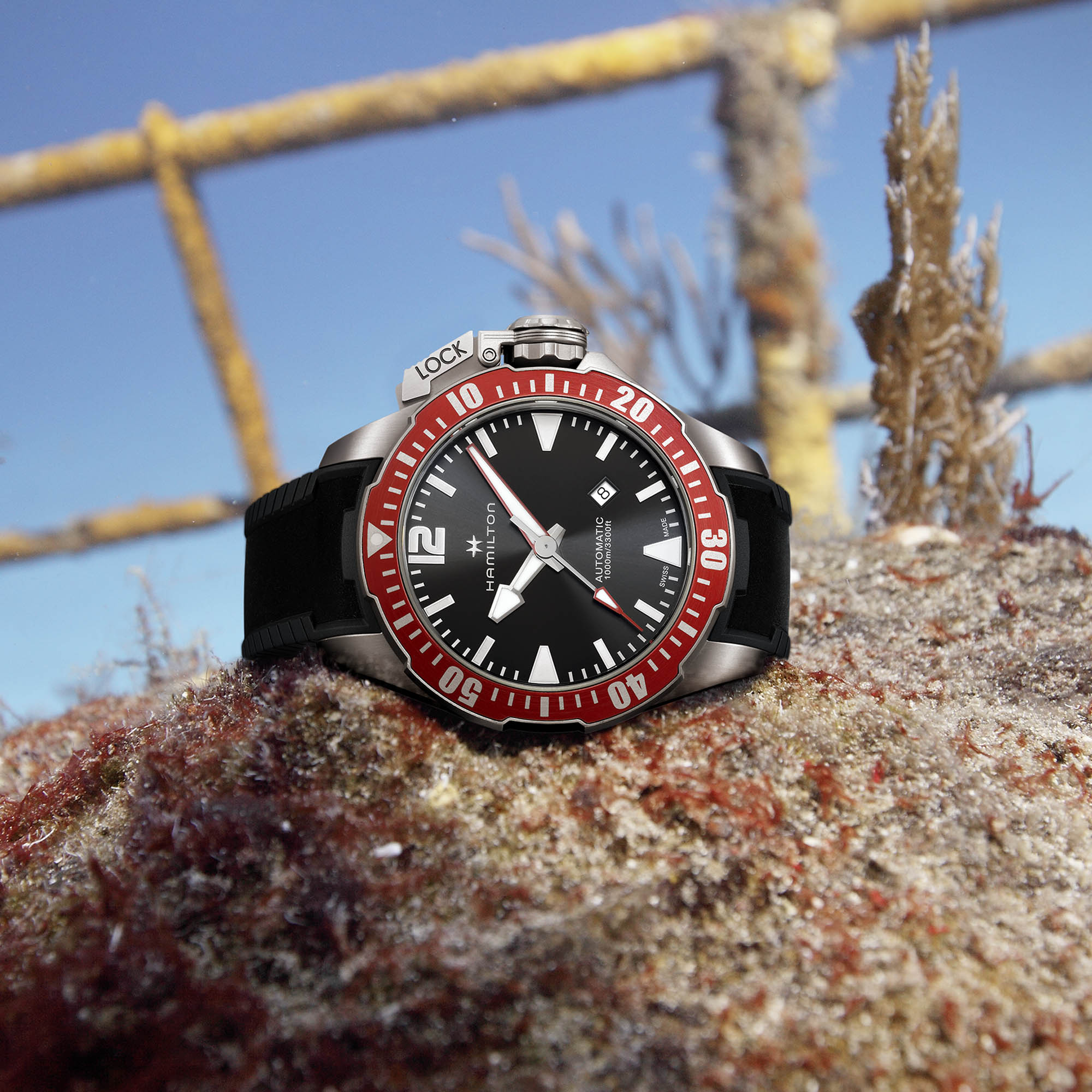 Khaki Navy Automatic Watch Frogman Titanium - Black Dial - H77805335 |  Hamilton Watch