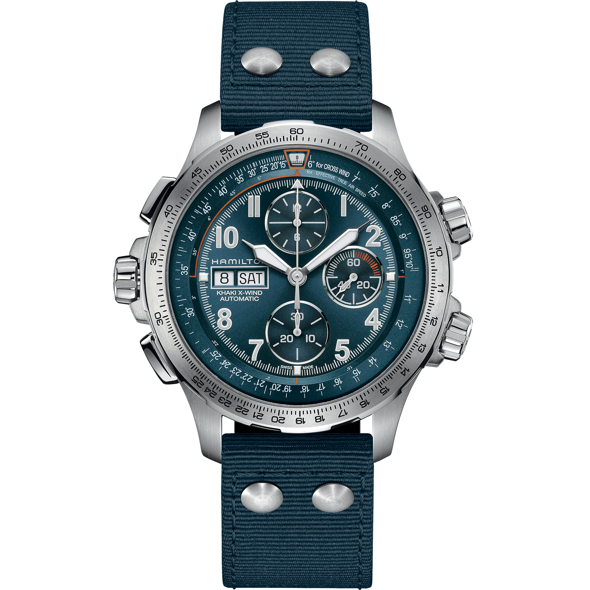 Khaki Aviation X-Wind Auto Chrono 45mm - Steel case with blue