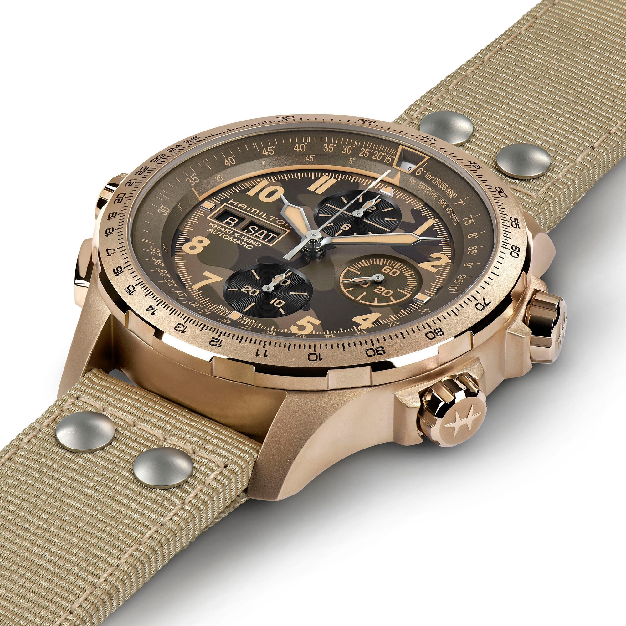 Khaki Aviation X-Wind Auto Chrono 45mm - Steel sandstorm beige PVD