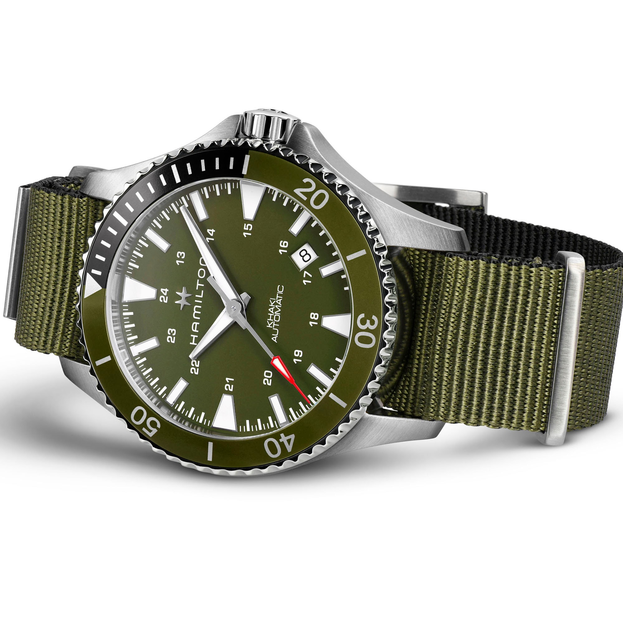 ハミルトン HAMILTON 腕時計 メンズ H82375161 カーキ ネイビー スキューバ オート 40mm KHAKI NAVY SCUBA AUTO 40mm 自動巻き（H-10/手巻き付） グリーンxシルバー アナログ表示