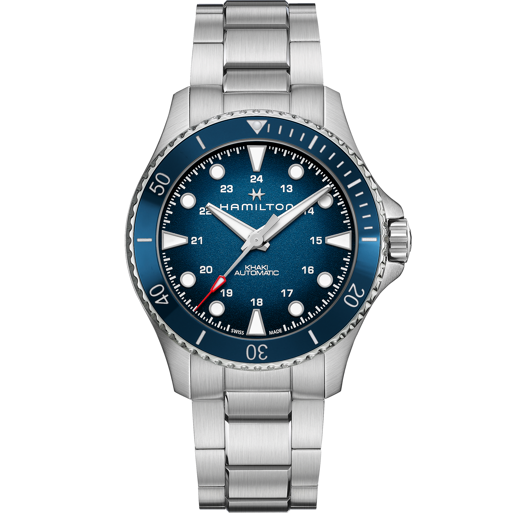 ハミルトン HAMILTON 腕時計 メンズ H82515130 カーキ ネイビー スキューバ オート 43mm KHAKI NAVY SCUBA AUTO 43mm 自動巻き（H-10/手巻き付） ブラックxシルバー アナログ表示