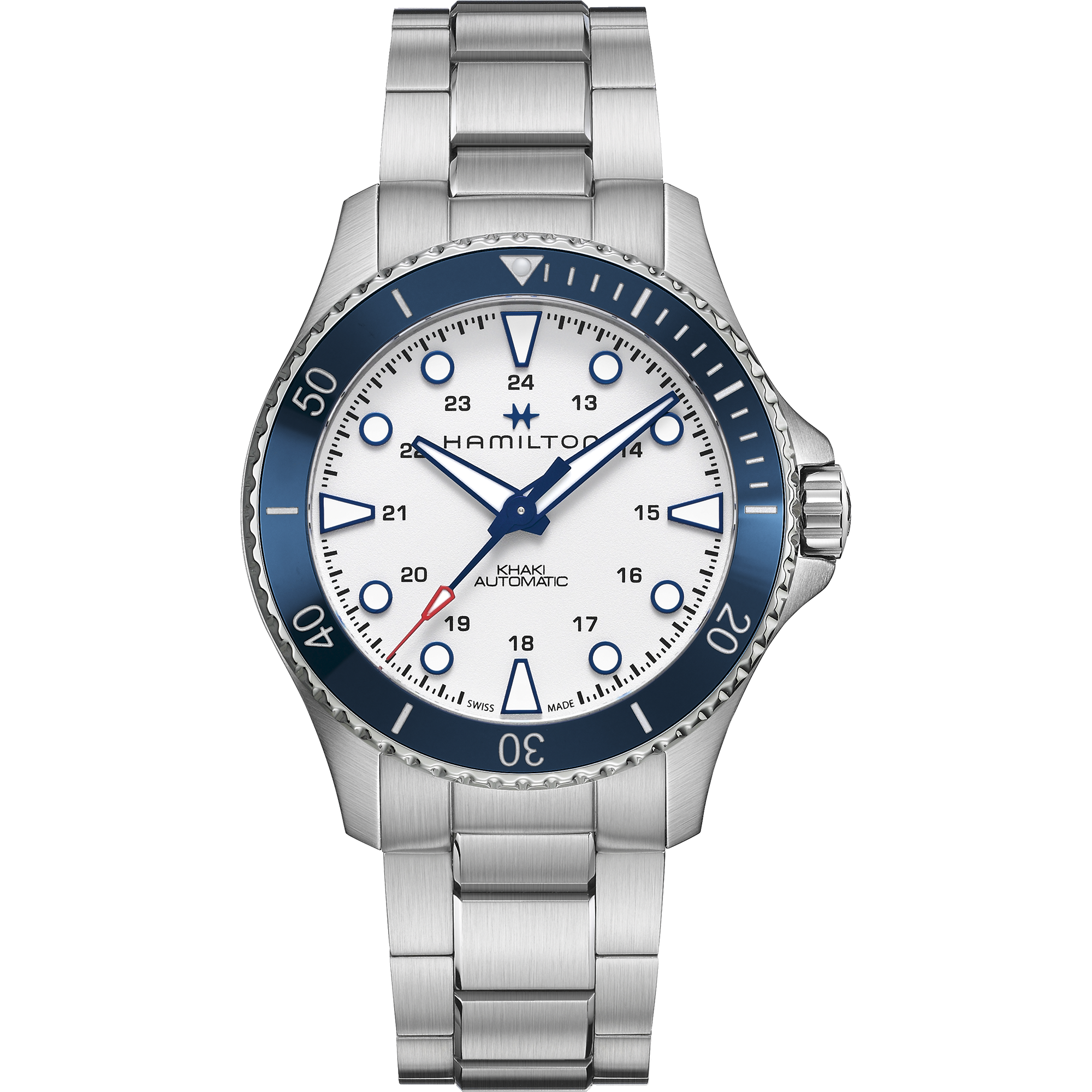 ハミルトン HAMILTON 腕時計 メンズ H82515130 カーキ ネイビー スキューバ オート 43mm KHAKI NAVY SCUBA AUTO 43mm 自動巻き（H-10/手巻き付） ブラックxシルバー アナログ表示