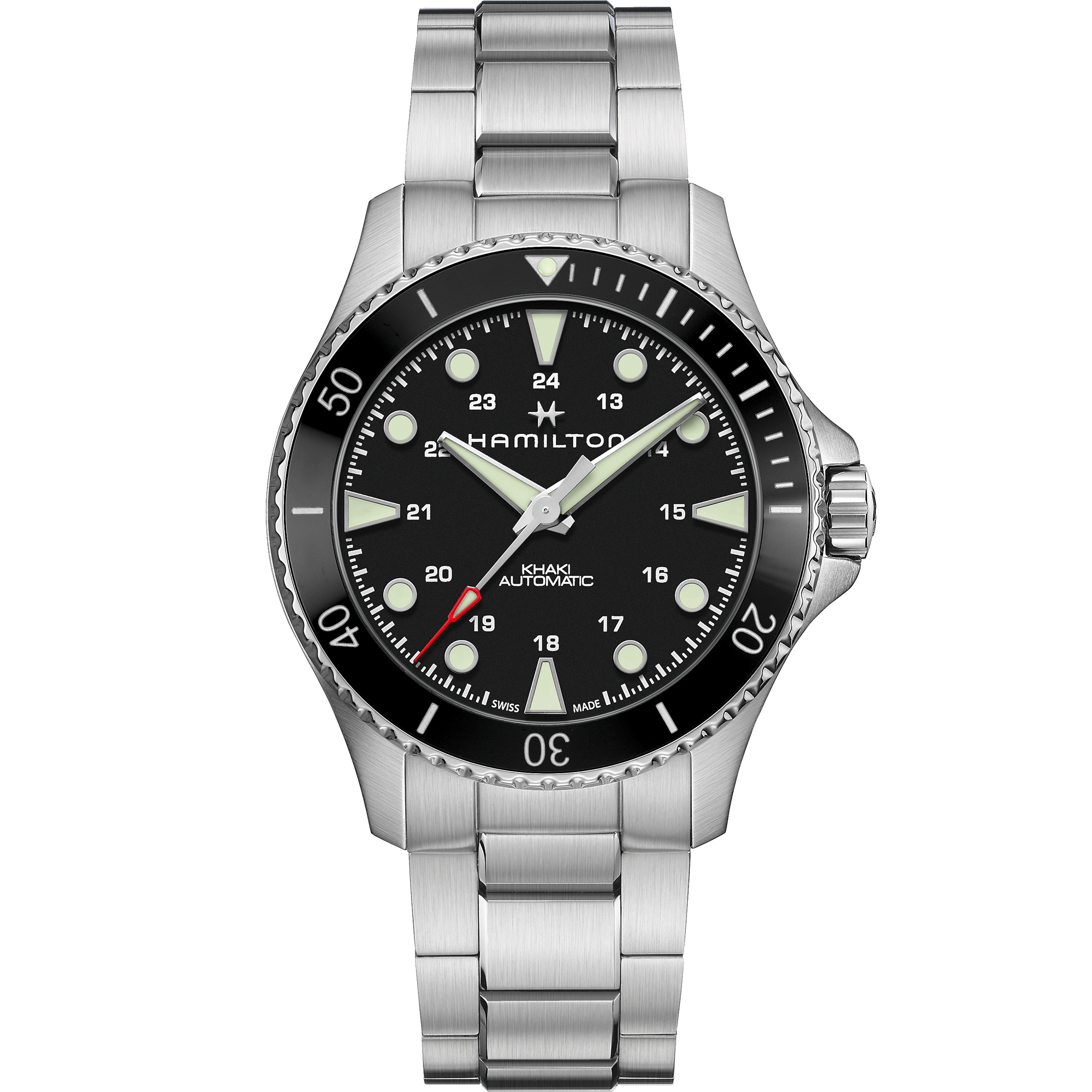 ハミルトン HAMILTON 腕時計 メンズ H82515130 カーキ ネイビー スキューバ オート 43mm KHAKI NAVY SCUBA AUTO 43mm 自動巻き（H-10/手巻き付） ブラックxシルバー アナログ表示